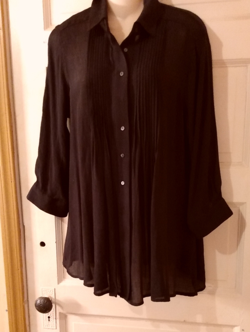 Sheer Black Collared Blouse Mobwife Monochrome Classic Alfani
